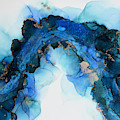 Bold Blue Abstract with Gold Accent Painting